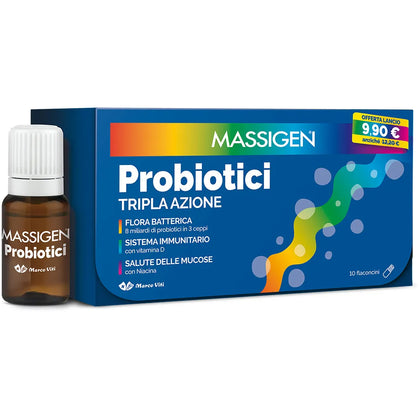 Massigen Probiotici Tripla Azione 10 Flaconcini 8ml