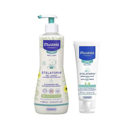 Mustela Stelatopia Gel Detergente+crema Viso